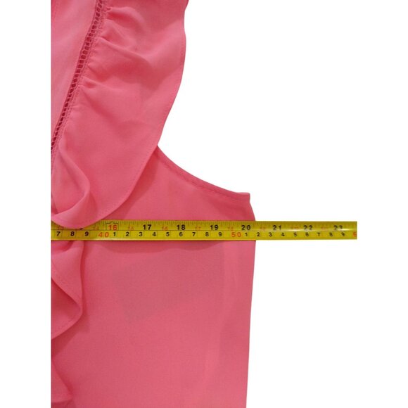 Tommy Hilfiger Womens Pink Ruffled Button-Up Sleeveless Top M Polyester. NWT - Picture 7 of 8